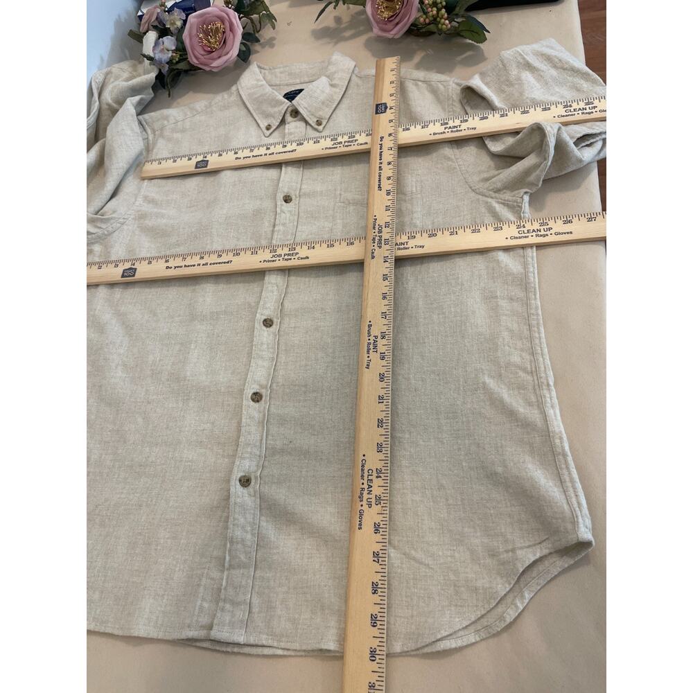 J.CREW Shirt Men's XL Beige Solid Chest Pocket Brushed Twill Smart Minimalist - Picture 4 of 5